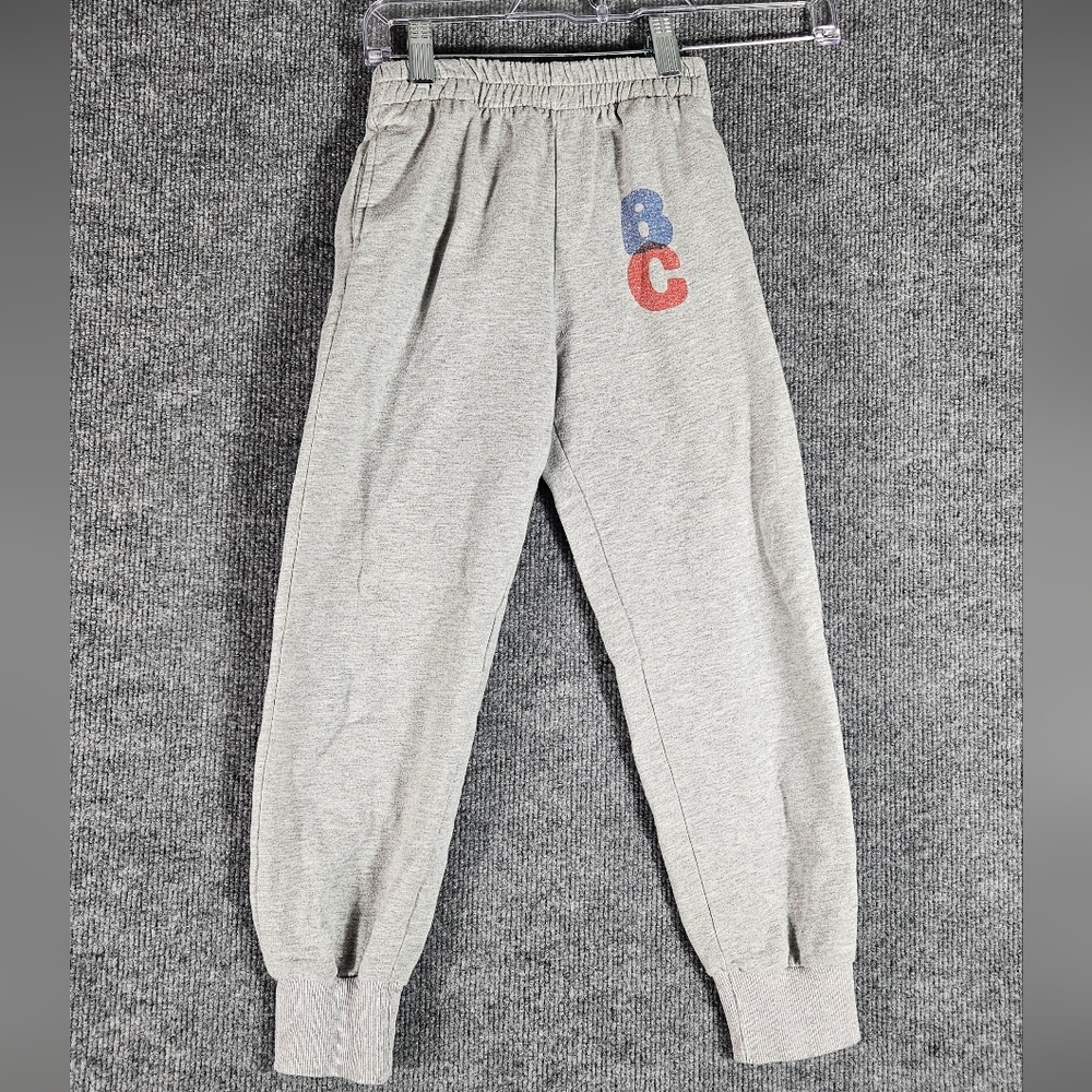 Bobo Choses Light Gray Joggers with Blue and Red Initials Size 8-9 Yrs